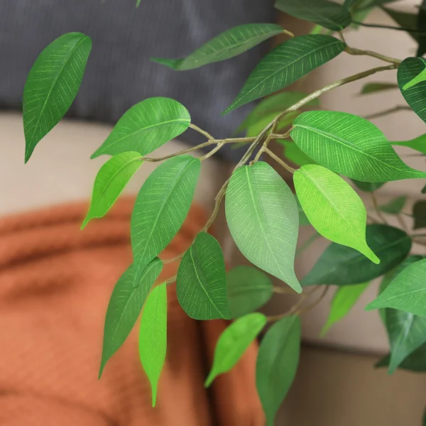 Artificial Ficus Trees with Natural Curved Trunks, Silk Fake Ficus Tree in Plastic Nursery Pot for Office Home Decor - Image 4