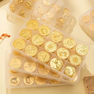 Boxed Alloy Fire Paint Seal Head Set Vintage Christmas Constellation Decor Special-shaped Stamp Head Creative DIY Stationery