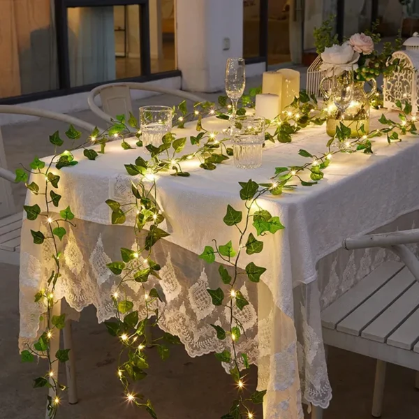 12/10/2m Fake Green Leaf Ivy Vine with LED Lights Home Bedroom Decor Wedding Glowing Artifical Plant Garland Home Decor - Image 2