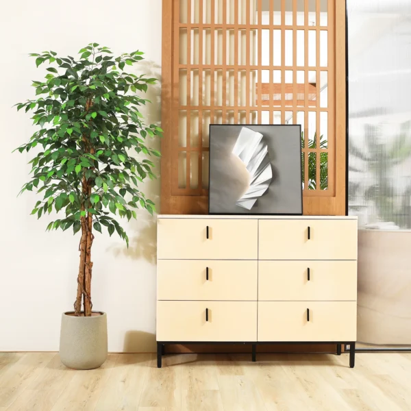 Artificial Ficus Trees with Natural Curved Trunks, Silk Fake Ficus Tree in Plastic Nursery Pot for Office Home Decor - Image 2