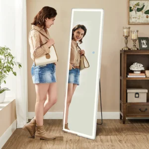 JHK Led 64″x21″ Full Length Mirror Standing Hanging or Wall-Mounted Mirrors with Stand Aluminum Alloy Frame For Living Room