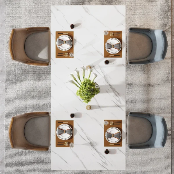 Tribesigns 63-Inch Rectangular Dining Table for 4 to 6, Modern Kitchen Table with Faux Marble Table Top, White Dinner Tables - Image 4