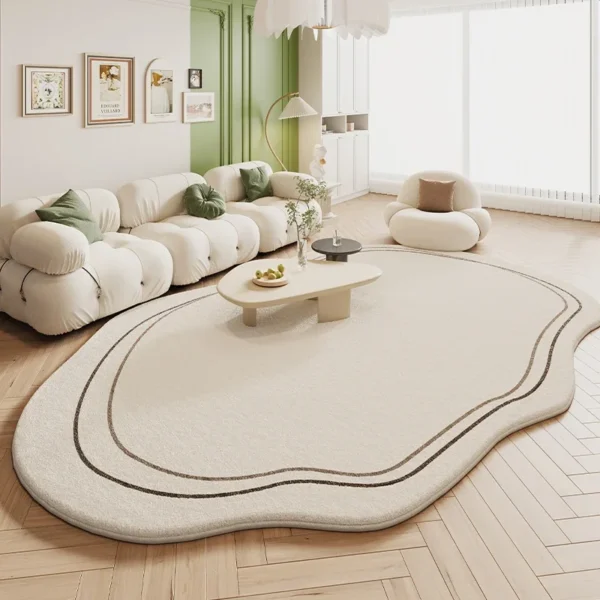 Green Cream Rugs for Bedroom Large Area Living Room Decoration Irregular Shape Carpet Soft Fluffy Lounge Rug Anti-slip Study Mat - Image 4