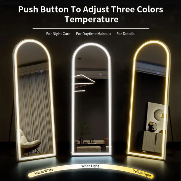63"x20" Arched Full Length Mirror with Lights,LED Mirror Full Length,Lighted Floor Mirror with Stand,Full Body Mirror - Image 5