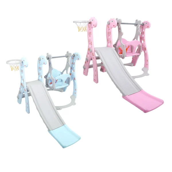 Children Play Slide Set Climber Swing Set Toddler Climber Swing Set with Basketball Hoop Outdoor Indoor Children Play Slide Set - Image 3