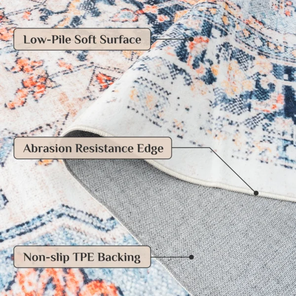 Orhopui vintage boho design, washable area rugs non-slip rugs for living room bedroom traditional woven rugs stain resistant - Image 3
