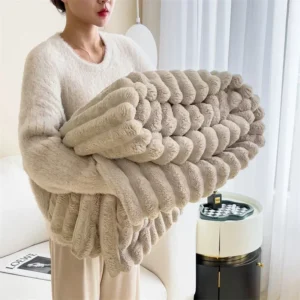 Imitation Rabbit Velvet Spring Autumn Warm Bed Blanket or Blanket and Pillowcase Soft Warmth Sofa Blankets for Throw Lap Blanket