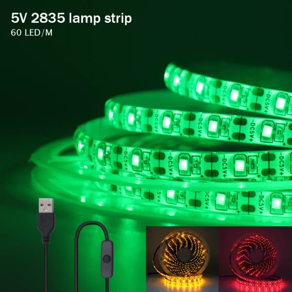 5V USB Led Strip Light SMD 2835 60Leds/m Flexible Ribbon Tape TV Background Lighting 1M 2M 3M 5M LED String Light Room Decor - Image 3