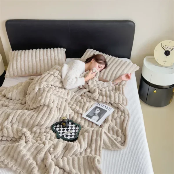 Imitation Rabbit Velvet Spring Autumn Warm Bed Blanket or Blanket and Pillowcase Soft Warmth Sofa Blankets for Throw Lap Blanket - Image 2