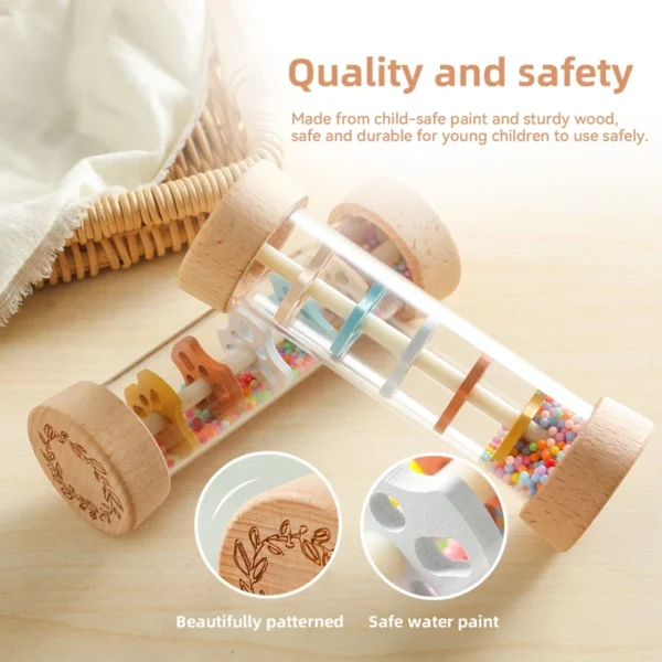 Montessori Baby Rain Stick Rainbow Hourglass Rain Music Rattle Baby Educational Toy Colorful Montessori Sensory Toys for Kids - Image 5