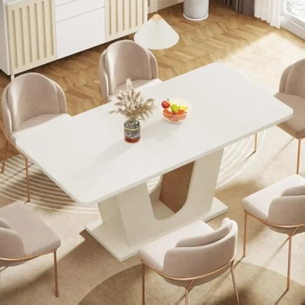 Modern Dining Table for 4-6, 55-Inch Rectangular Kitchen Table with U-Shaped Base, Wood Dinner Table for Kitchen Dining Room A - Image 4