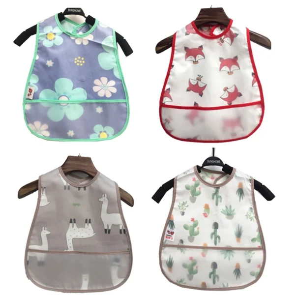 2023New Cartoon Pattern EVA Waterproof Pocket Lunch Feeding Bibs Adjustable Baby Bibs Cute Children Baby Apron Kids Burp Cloths - Image 2