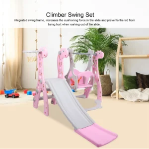Children Play Slide Set Climber Swing Set Toddler Climber Swing Set with Basketball Hoop Outdoor Indoor Children Play Slide Set