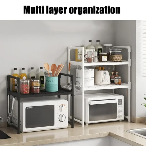 Kitchen Elevated Design Seasoning Rack Microwave Storage RackBilayer Oven Modern Minimalism Kitchen Accessories Organizer - Image 3
