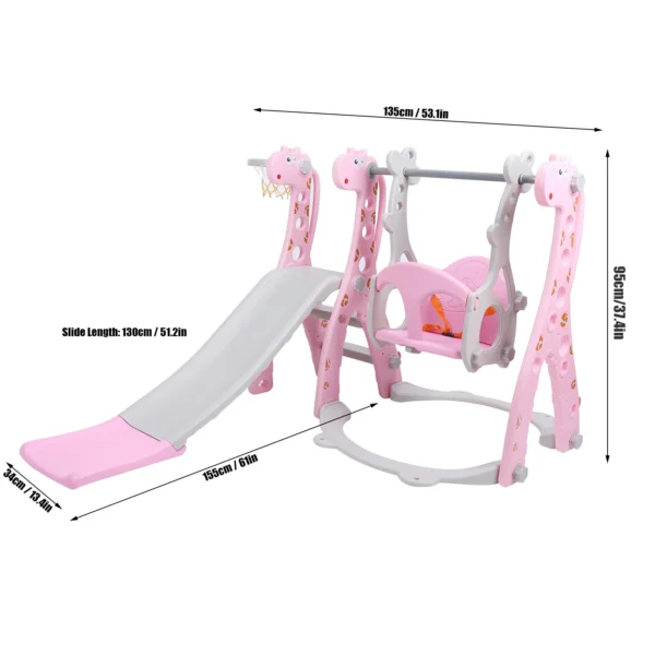Children Play Slide Set Climber Swing Set Toddler Climber Swing Set with Basketball Hoop Outdoor Indoor Children Play Slide Set - Image 6
