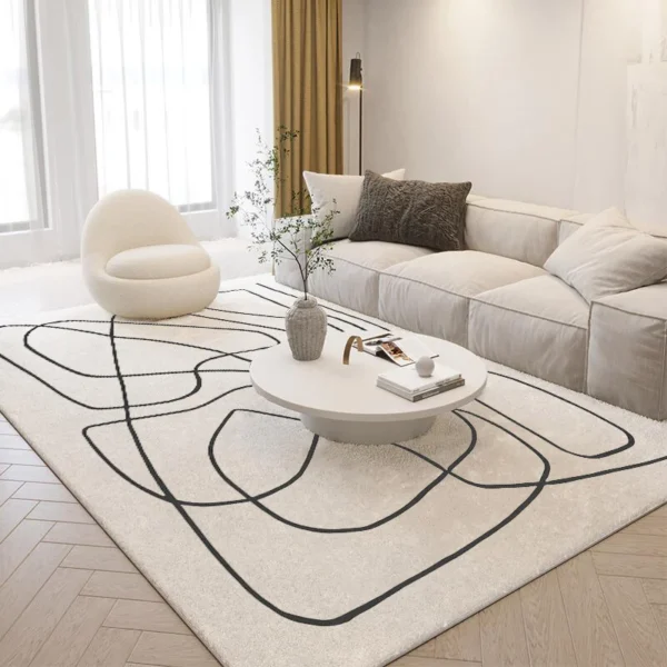 Nordic Style Living Room Decoration Plush Carpet Abstract Art Design Rugs for Bedroom Simple Line Soft Rug Home Thick Floor Mat - Image 2