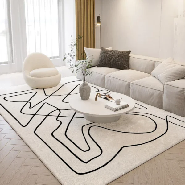 Nordic Style Living Room Decoration Plush Carpet Abstract Art Design Rugs for Bedroom Simple Line Soft Rug Home Thick Floor Mat - Image 3