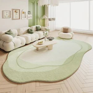 Green Cream Rugs for Bedroom Large Area Living Room Decoration Irregular Shape Carpet Soft Fluffy Lounge Rug Anti-slip Study Mat