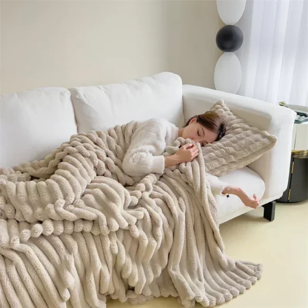 Imitation Rabbit Velvet Spring Autumn Warm Bed Blanket or Blanket and Pillowcase Soft Warmth Sofa Blankets for Throw Lap Blanket - Image 3