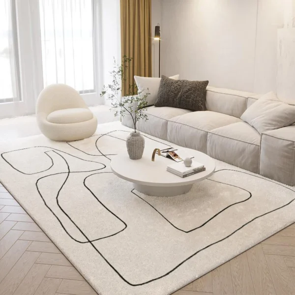 Nordic Style Living Room Decoration Plush Carpet Abstract Art Design Rugs for Bedroom Simple Line Soft Rug Home Thick Floor Mat - Image 4