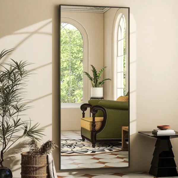 Floor Mirror Full Length Mirror - 26"x 71" Rectangle, Aluminum Frame Free-Standing Wall & Leaning - Image 3