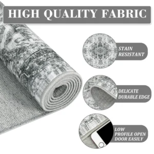 2×6 Washable Hallway Runner Rug Vintage Rug Non Slip Bottom Room Rug, Floor Carpet for Enterway, Laundry Room, Low Profile Rug