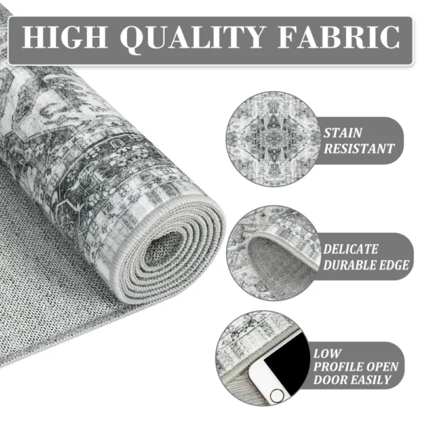 2x6 Washable Hallway Runner Rug Vintage Rug Non Slip Bottom Room Rug, Floor Carpet for Enterway, Laundry Room, Low Profile Rug - Image 2
