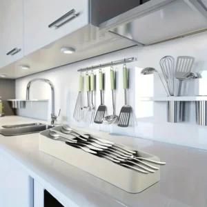 Flatware Drawer Organizer Tray for Kitchen Drawers Cutlery Holder for Spoons Forks and Knives Utensils Storage Organization