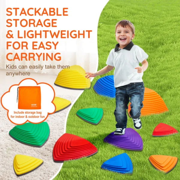 VEVOR 12 PCS Balance Stepping Stones Obstacle Course Game Toys Toddlers Sensory Stepping Stones for Kids Indoor or Outdoor Play - Image 6