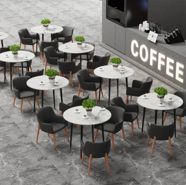 Modern Round Kitchen Dining Table Marble Top 80cm Diameter Linving Dining Room Restaurant Island Table for 4 Seat - Image 3
