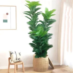 150cm Large Artificial Palm Tree Tropical Fake Plants Real Touch Palm Leafs Plastic Banyan Tree for Home Garden Shop Party Decor