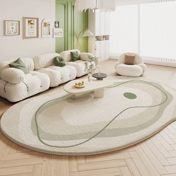 Green Cream Rugs for Bedroom Large Area Living Room Decoration Irregular Shape Carpet Soft Fluffy Lounge Rug Anti-slip Study Mat - Image 3