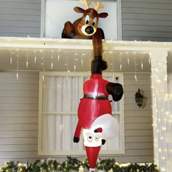8FT Inflatables Christmas Hold Present Bag Outdoor Decorations Climbing Santa Claus Inflatable Christmas Home Yard Decorations - Image 3