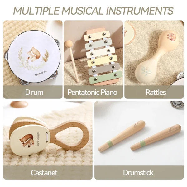 Musical Instruments Montessori Music Baby 0 12 Months Toys Drum Xylophone Kids Early Educational Wooden Instruments Baby Toys - Image 2