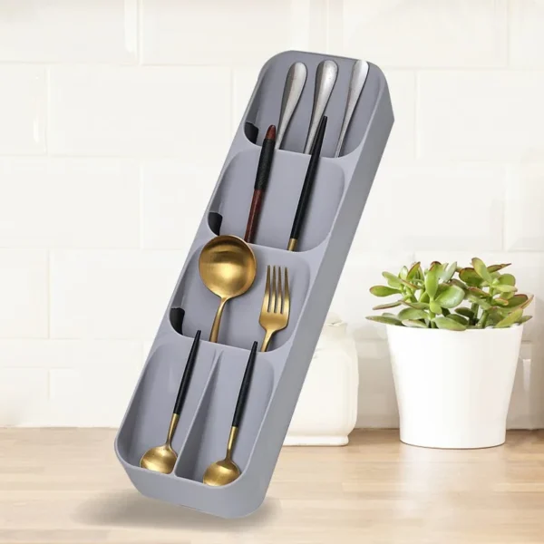 Flatware Drawer Organizer Tray for Kitchen Drawers Cutlery Holder for Spoons Forks and Knives Utensils Storage Organization