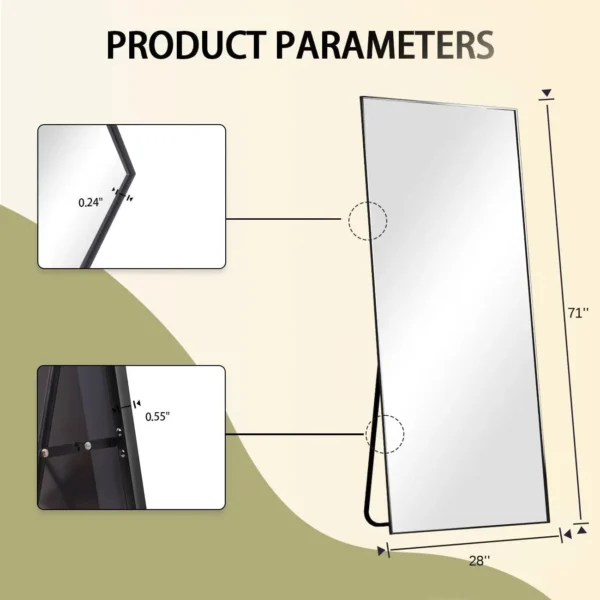 Full Length Mirror, 71"x26" Standing Hanging or Leaning Against Wall Floor Mirrors Body Dressing Wall-Mounted for Living Room, - Image 5