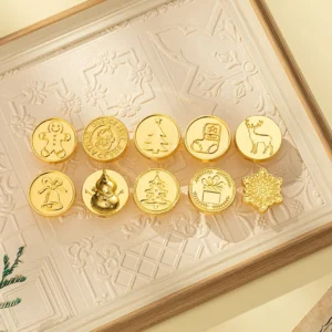 Boxed Alloy Fire Paint Seal Head Set Vintage Christmas Constellation Decor Special-shaped Stamp Head Creative DIY Stationery