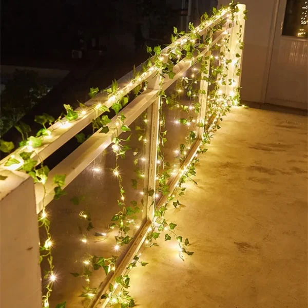 12/10/2m Fake Green Leaf Ivy Vine with LED Lights Home Bedroom Decor Wedding Glowing Artifical Plant Garland Home Decor - Image 3